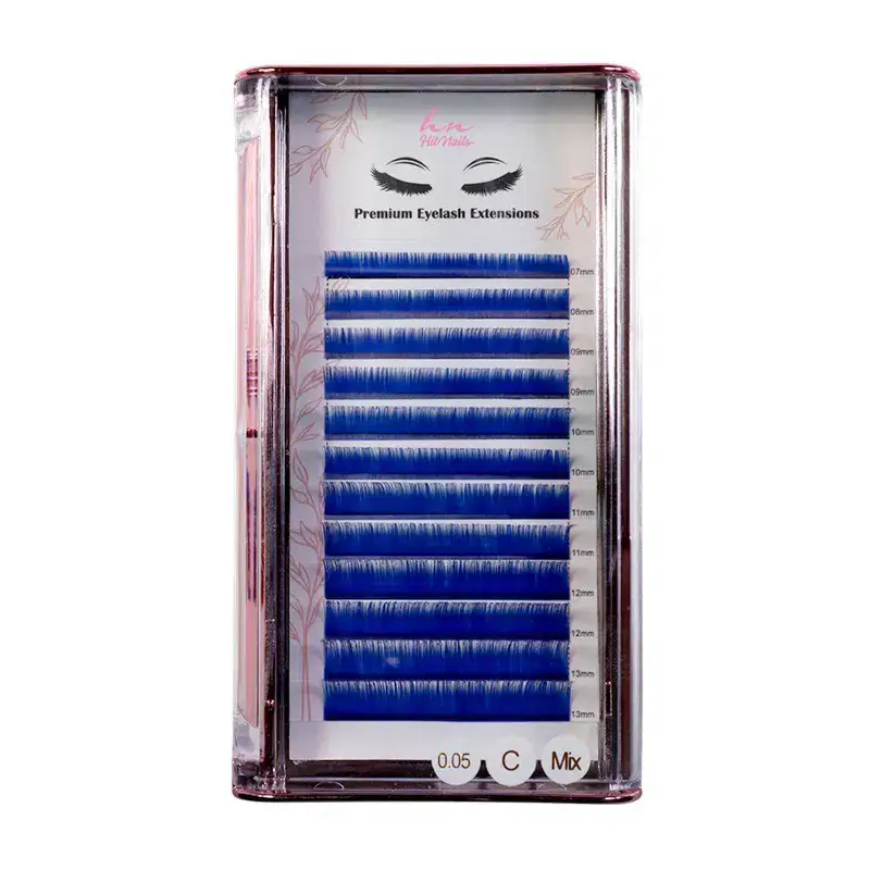 Cils 3D/Russes Blue C 0,05mm Mix en Boîte 12 Rangées