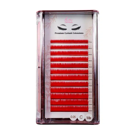 [P.3DCO.013] 3D/Russian Red C Lashes 0.05mm Mix in Box 12 rows