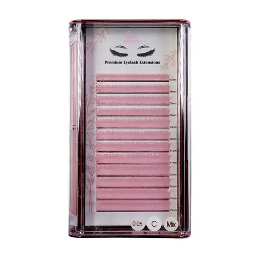 [P.3DCO.007] Cils 3D/Russes Pink C 0,05mm Mix en Boîte 12 rangées